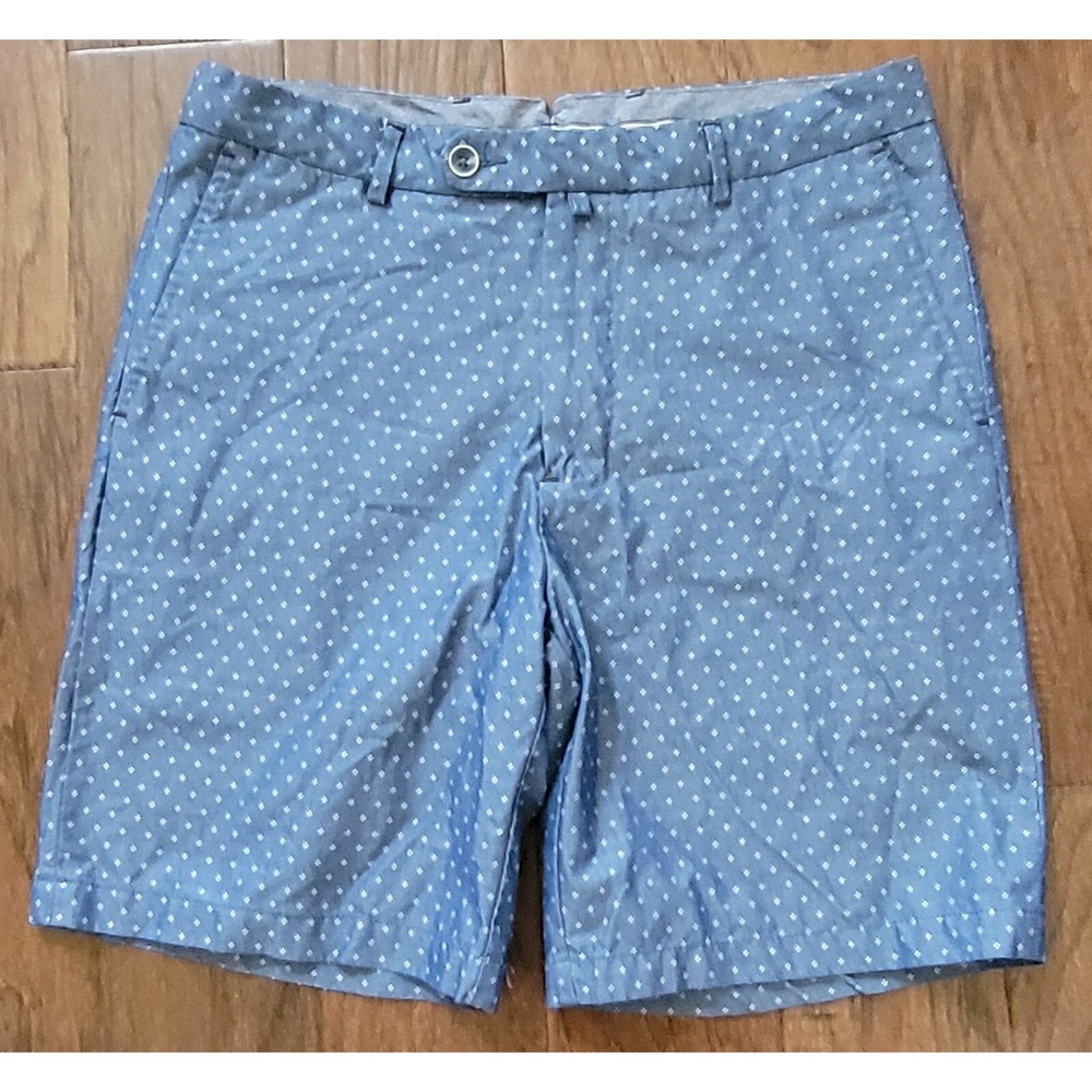Peter Millar Mens Premium Golf Chino Blue‎ Diamond Print Shorts Sz 33x9" Inseam